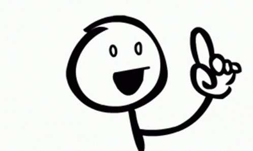 A Black And White Drawing Of A Stick Figure With A Smiley Face And A Finger Pointing Up . GIF