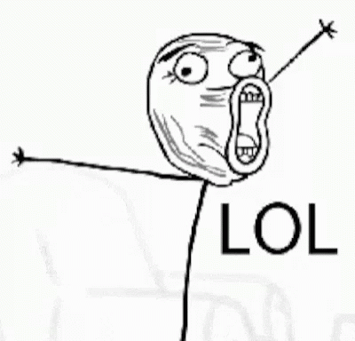A Black And White Drawing Of A Stick Figure With The Word Lol Written Below It . GIF