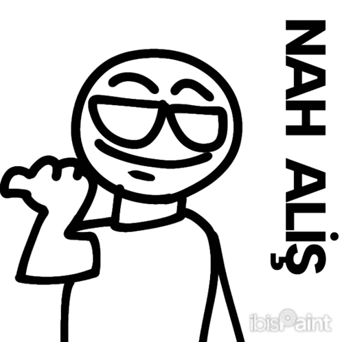 A Black And White Drawing Of A Stick Figure With The Words Nah Alis Below GIF