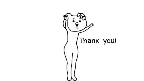 a black and white drawing of a teddy bear with the words thank you written below it