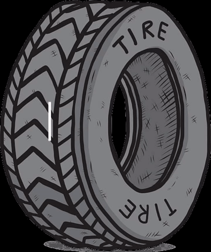 A Black And White Drawing Of A Tire With The Word Tire Written On It GIF