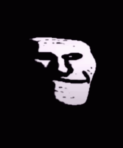 A Black And White Drawing Of A Troll Face With A Smiley Face GIF