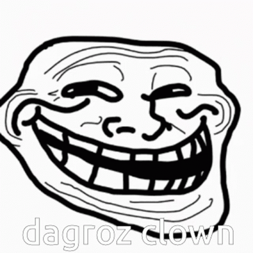 Black Troll Face With Dagroz Clown Text GIF