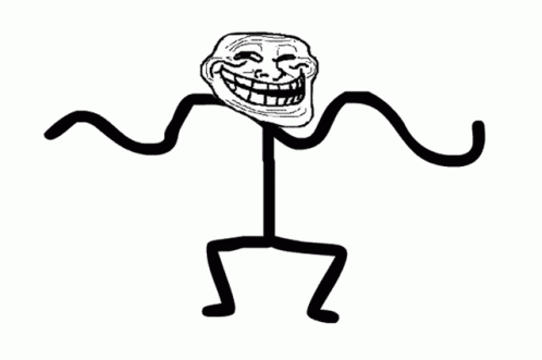 A Black And White Drawing Of A Troll Stick Figure Dancing GIF