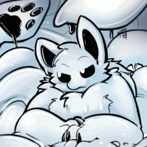 A Black And White Drawing Of A White Cat GIF