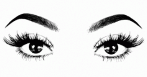 A Black And White Drawing Of A Woman 'S Eyes And Eyebrows . GIF