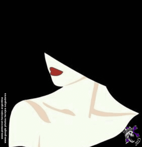 A Black And White Drawing Of A Woman 'S Face With Red Lips GIF