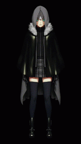 A Black And White Drawing Of A Woman Wearing A Cape GIF