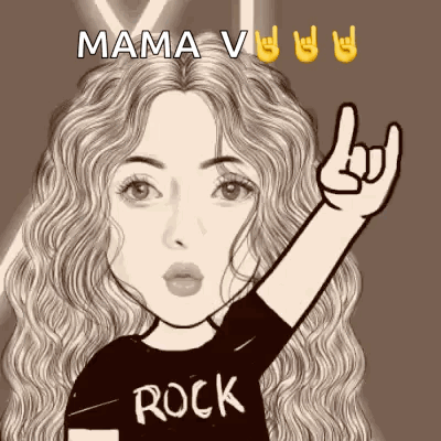 A Black And White Drawing Of A Woman Wearing A Rock T-Shirt GIF