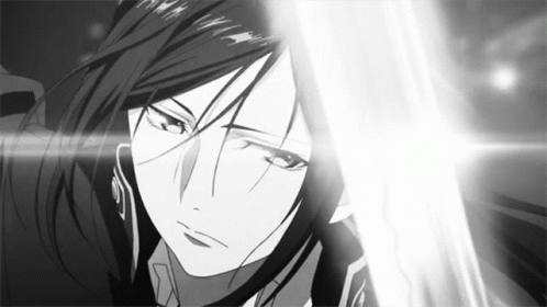 A Black And White Drawing Of A Woman With A Sword GIF