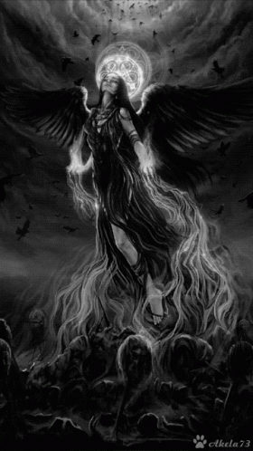 Black And White Woman With Wings And 73 GIF