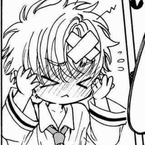 A Black And White Drawing Of A Young Boy With A Bandage On His Head . GIF