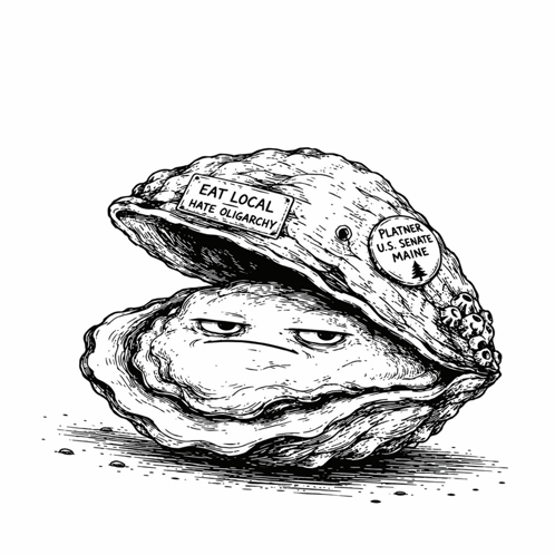 A Black And White Drawing Of An Oyster Wearing Sunglasses GIF