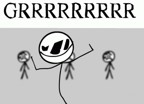 A Black And White Drawing Of Stick Figures With The Word Grrrrrrrr Written Above Them GIF