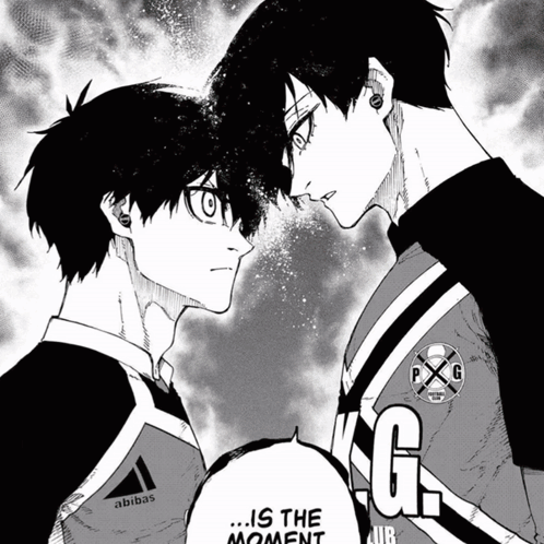 A Black And White Drawing Of Two Boys Looking At Each Other With The Words " Is The Moment " On The Bottom GIF