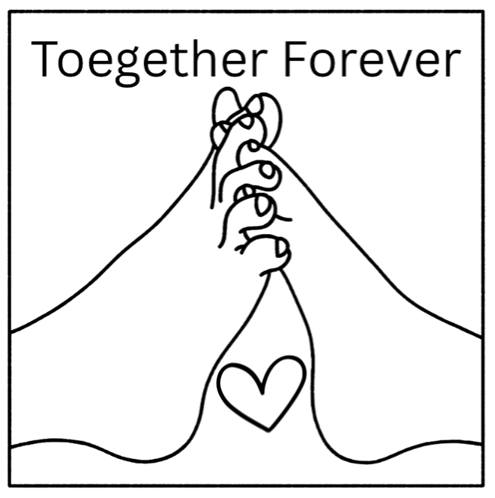A Black And White Drawing Of Two Hands Holding A Heart With The Words Together Forever Above Them GIF
