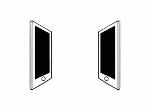 A Black And White Drawing Of Two Hands Shaking Hands Coming Out Of A Cell Phone . GIF