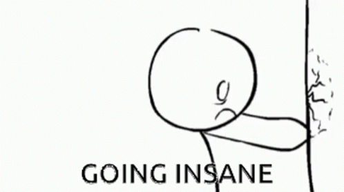 A Black And White Drawing With The Words Going Insane GIF
