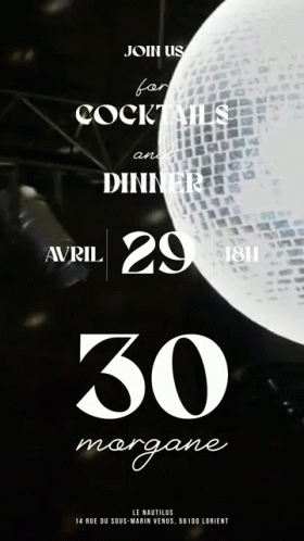 A Black And White Flyer For A Party On April 29Th GIF