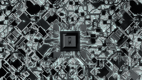 A Black And White Image Of A Computer Circuit Board GIF