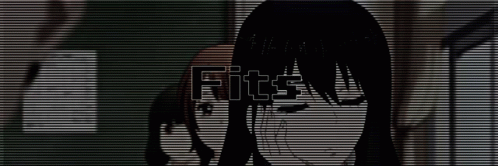 A Black And White Image Of A Girl With The Words Fits Written On It GIF