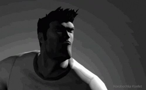 A Black And White Image Of A Man With The Word Korobotka On The Bottom Right GIF