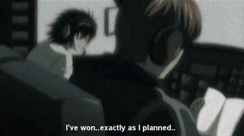 Black And White Image Of Man Saying Ive Won Exactly As I Planned GIF
