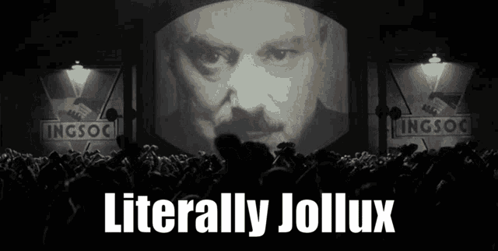 A Black And White Image Of A Man With The Words Literally Jollux Written Below Him GIF