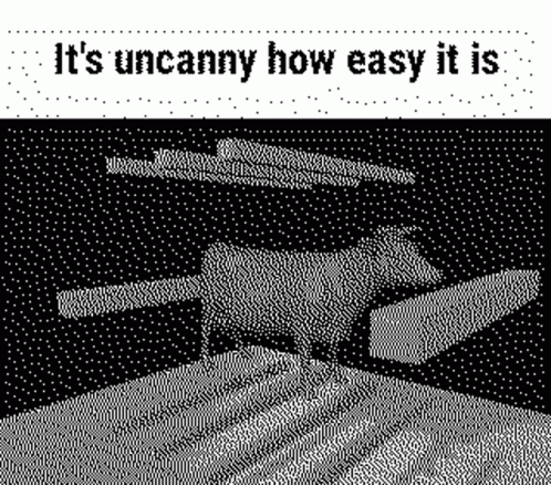 A Black And White Image Of A Person Holding A Sword And The Words `` It 'S Uncanny How Easy It Is '' GIF