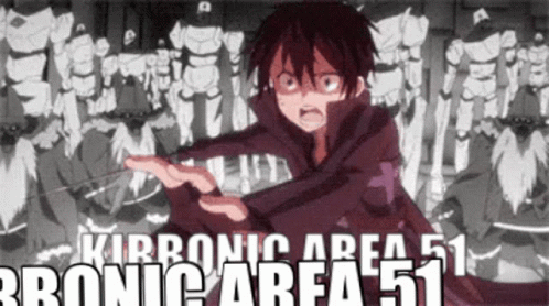 A Black And White Image Of A Person With The Words Kirtonic Area 51 On It GIF