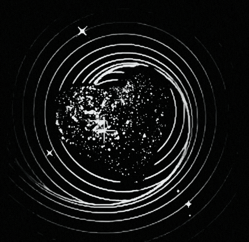 A Black And White Image Of A Swirl With A Circle In The Center GIF