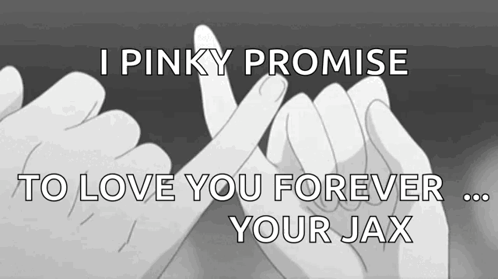 A Black And White Image Of Two People Making A Pinky Promise GIF