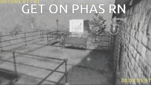 A Black And White Image With The Words Get On Phas Rn GIF