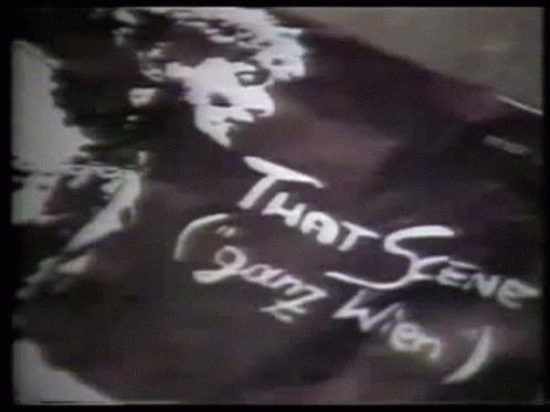 A Black And White Image With The Words That Scene Ganz Wien Written On It GIF