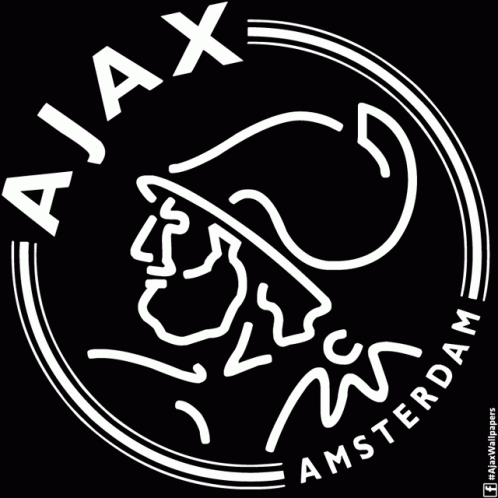 A Black And White Logo For Ajax Amsterdam With A Lion In The Center GIF