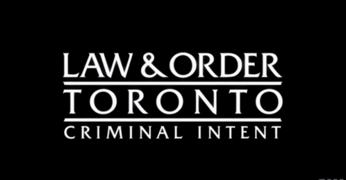 A Black And White Logo For Law And Order Toronto Criminal Intent GIF