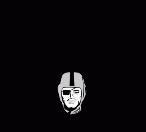 A Black And White Logo For The Raiders With A Helmet And Swords GIF
