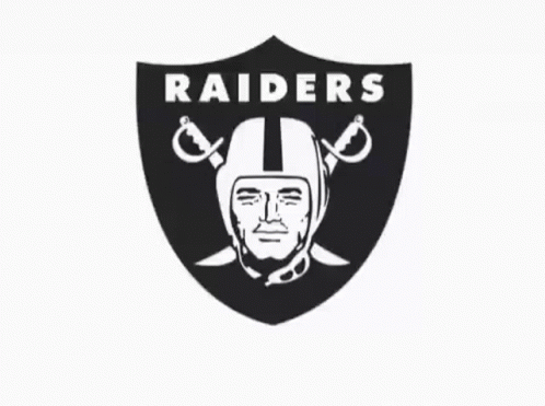 A Black And White Logo For The Raiders With The Words Deal With It Below It GIF