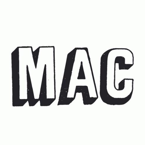 A Black And White Logo That Says Mac GIF