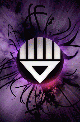 A Black And White Logo With A Triangle In The Center On A Purple Background GIF
