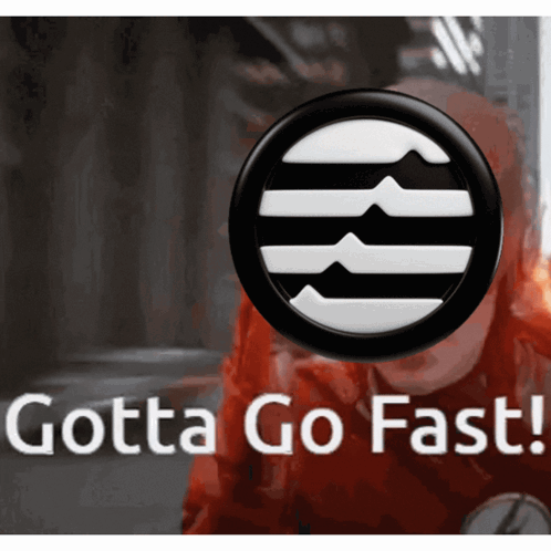 A Black And White Logo With The Words Gotta Go Fast Written Below It GIF