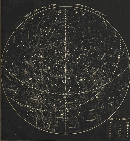 Black And White Night Sky Map With Visible Heavens GIF