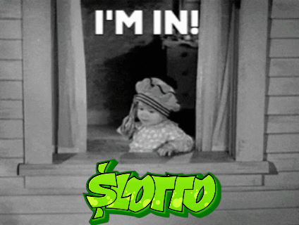 A Black And White Photo Of A Baby Looking Out Of A Window With The Words I 'M In Sloto GIF