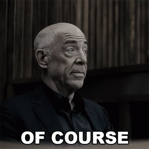 A Black And White Photo Of A Bald Man With The Words Of Course Behind Him GIF