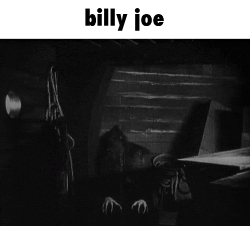 a black and white photo of a billy joe monster