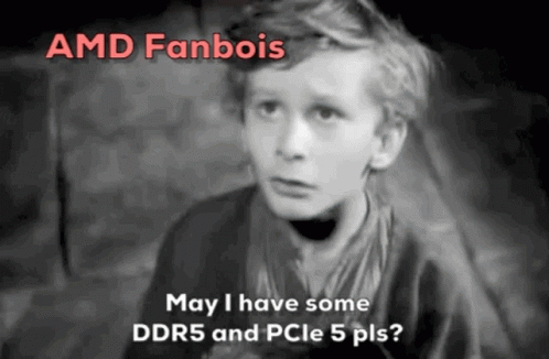 A Black And White Photo Of A Boy With The Words Amd Fanbois On Top GIF