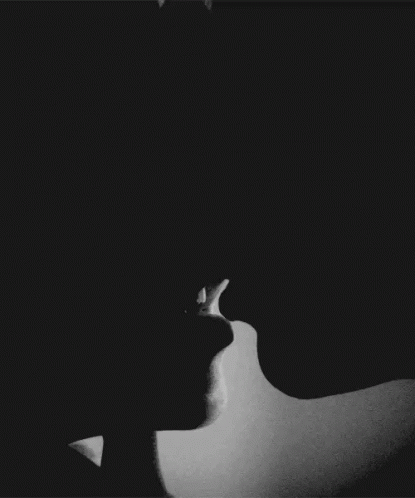 A Black And White Photo Of A Couple Kissing . GIF
