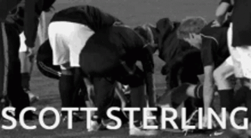 A Black And White Photo Of A Group Of People With The Name Scott Sterling GIF