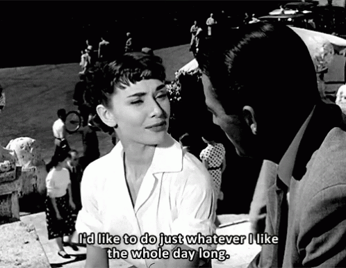 A Black And White Photo Of A Man And A Woman With The Caption I 'D Like To Do Just Whatever I Like GIF