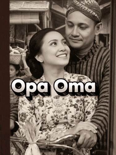 A Black And White Photo Of A Man And Woman With The Words Opa Oma On The Bottom GIF